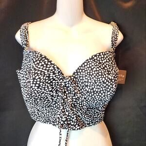 Smart & Sexy New Black‎ & White Polka Dot Bra Size 42D